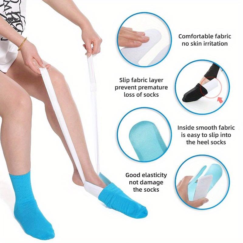 Ferramenta Auxiliar para Calçar Meias Sem Dobrar - Cabo Ergonômico Durável de ABS para Idosos, Pessoas com Deficiência, Gestantes e Diabéticos
