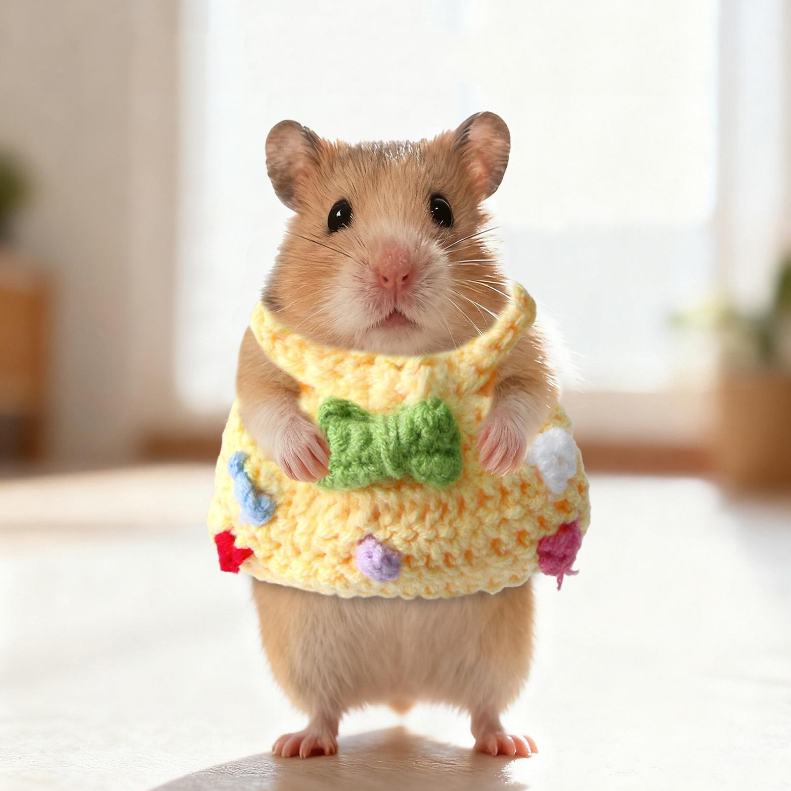 

Small Pet Knitted Dress Warm Winter Clothes for Hamster Syrian Hamster Pet Supplies one size бежевый