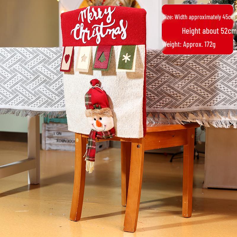 Cartoon Christmas Chair Covers: Santa, Snowman, Reindeer - Perfect for Home, Dining, Hotel, and Restaurant Decor
