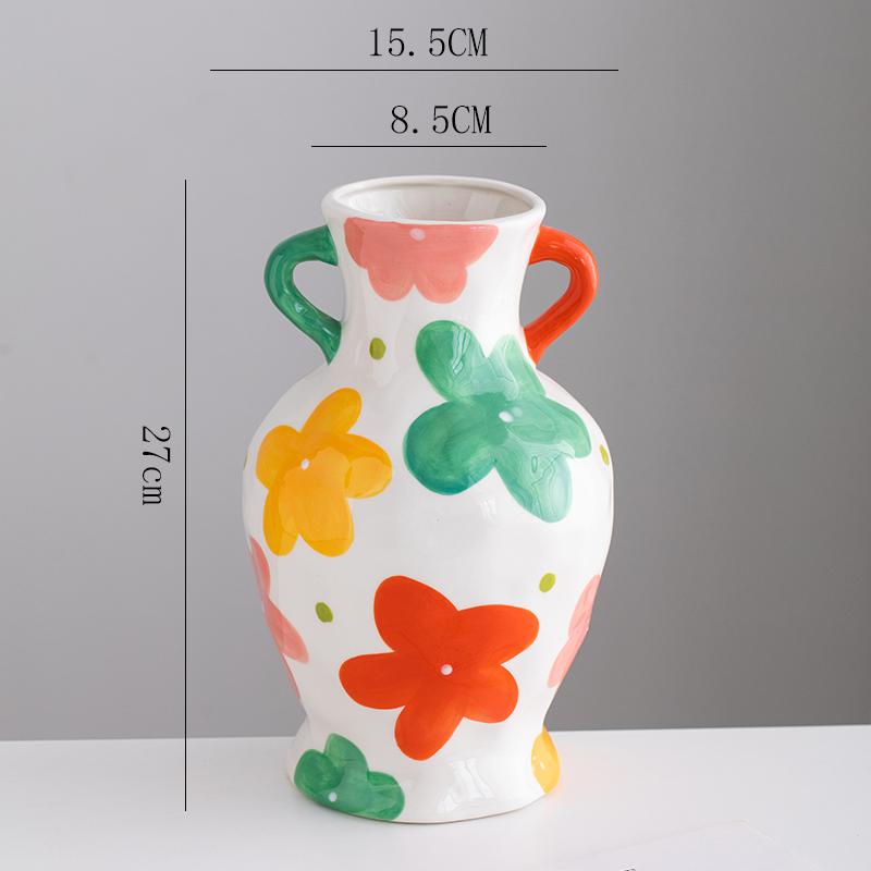 Handmade painted ceramic vase hotel exhibition niche flower ware Creative ceramic decorative vase Flower Arrangement Decoration