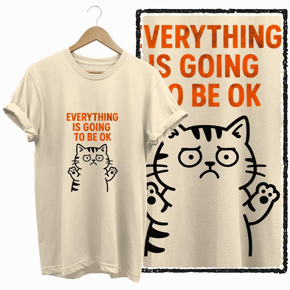COOLMIND 100% cotton BEIGE cat print exclusive graphic women T shirt big size loose cotton cat lover women tshirt LOVELY cat tee
