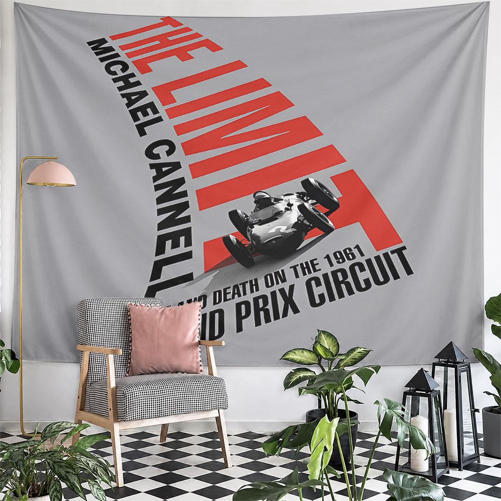 The Limit Grand Prix Book Tapestry Wall Hanging Vintage Racing Art Decor for Man Cave Garage Study Room Gift