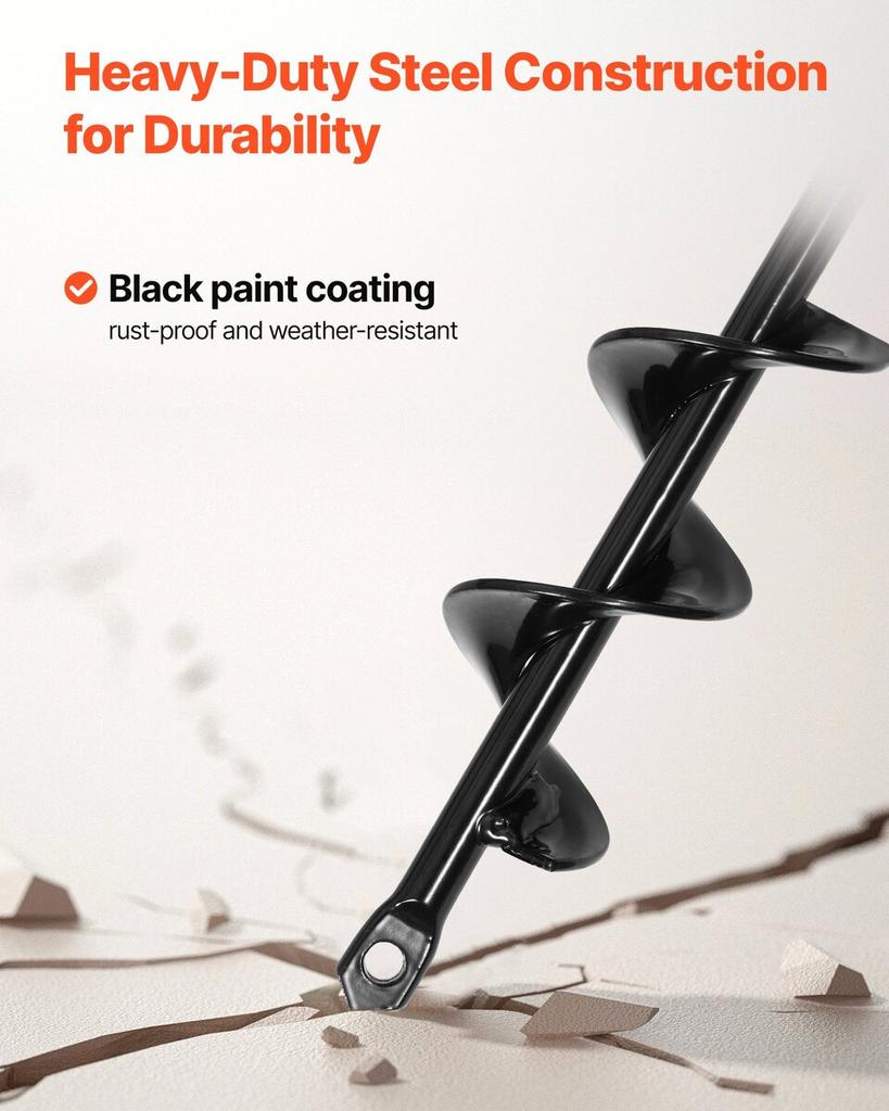 Auger Drill Bit 1.57 x 8.67 in Earth Spiral Post Hole Digger Planter Tool