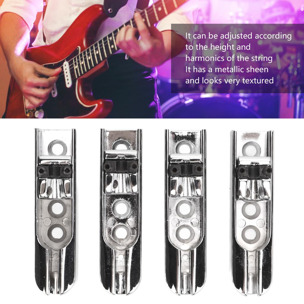 Electric Bass Bridge Metal Wear Resistant Textured Individual 4 String Electric Bass Guitar Bridge