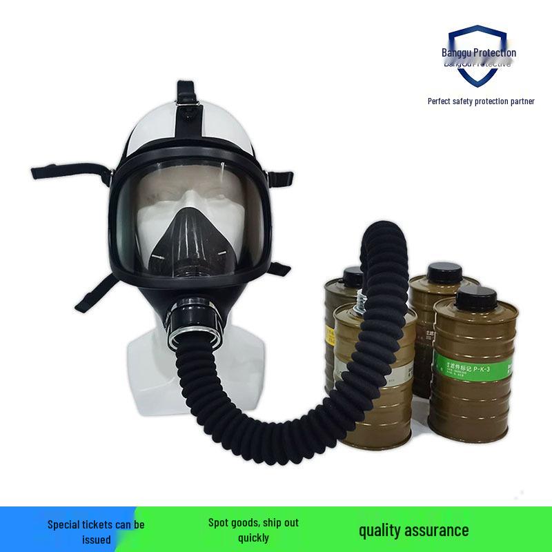 MF14 Banggu Full-Face Gas Mask with Long-Tube and Filter Canister for Ammonia, Hydrogen Sulfide, and Carbon Monoxide Protection