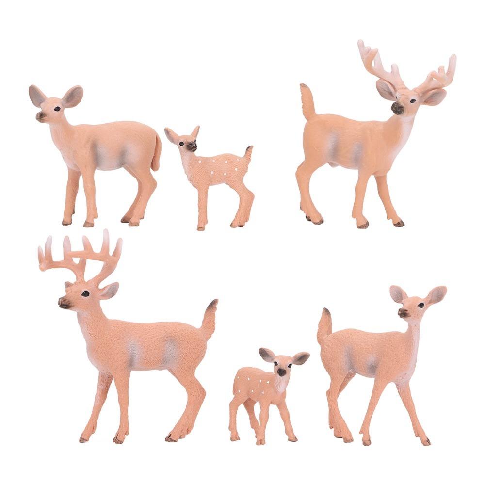 6pcs Small Deer Cake Topper Lifelike Woodland Animal Figurines Wedding Party Decoration