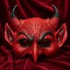 Eng Halloweenmasker Demon Schuim voor Volwassenen, Rood Half Professioneel Niveau Horror Gezicht Duivel Maskerade Accessoires met Hoorn Cosplay Kostuum Zacht Dun