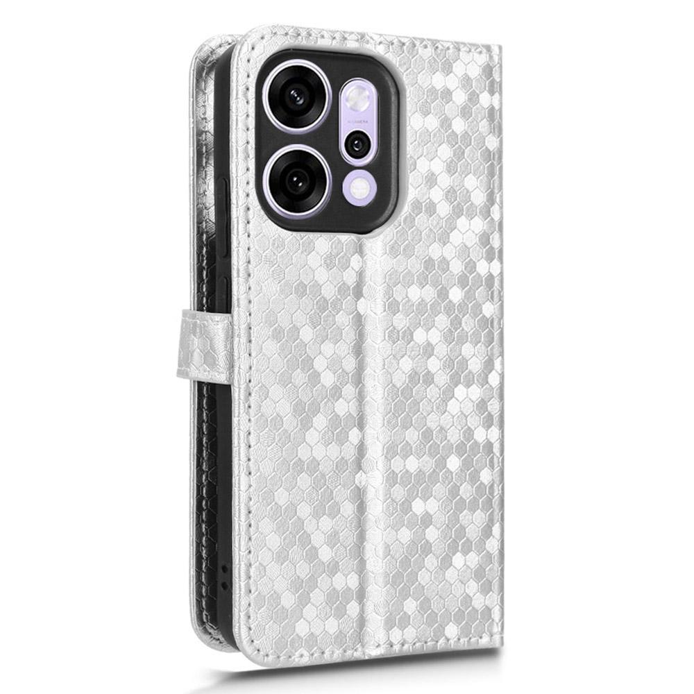 For Oppo Reno14 Pro 5G (Global) Wallet Case Dot Pattern Imprint PU Leather Phone Cover with Wrist Strap