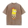 Mashup Cartoon Bart Simpson Print Vintage Washed T Shirt Black Casual Streetwear