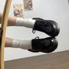 Round Toe Lace Up Black Small Leather Shoes for Women In Spring and Autumn 2024 New Thick Soled Height Increasing Single Shoes British Style Explosive