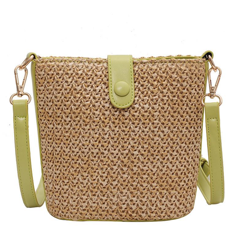 Minimal kontrastierendes Farbdesign Damen Lässige Grasgewebte Tasche für Damen Mit Nahtdetails Und Täglichem Gebrauch