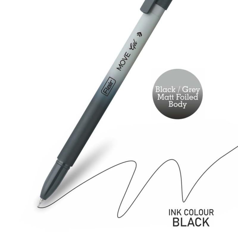 Flair Move Gel Pen Set Of 1 Black Ink 0.3mm Fine Tip Smooth Writing Aesthetic Matte Body For Office School Use