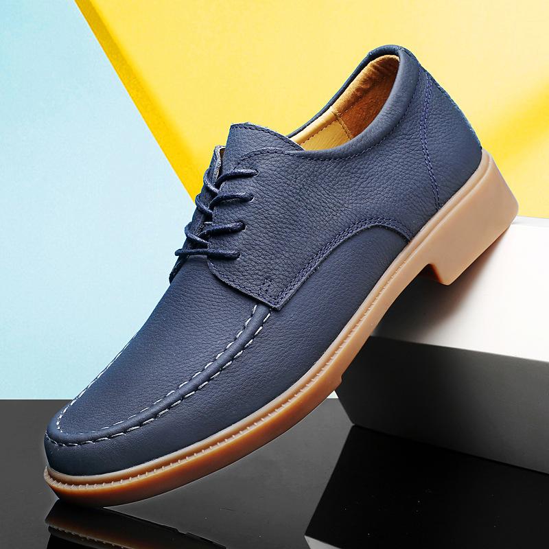 British men's casual leather shoes men's leather soft sole comfortable and breathable low-top tooling shoes large size men's shoes 45 46 47