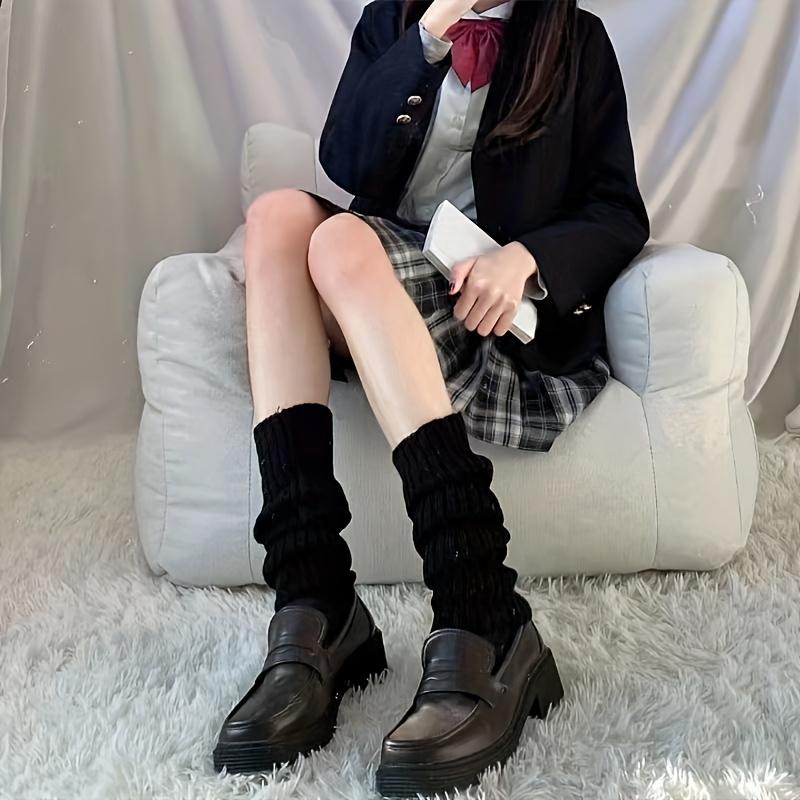 2 Paar Beinwärmer aus Rippenstrick, einfarbige, passende Kniestrümpfe, Strümpfe und Strumpfwaren für Damen