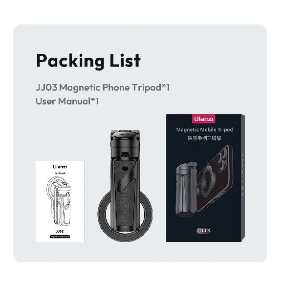 Ulanzi JJ03 Magnetic Phone Tripod Wireless Handle Selfie Stick Desktop Foot Suitable iPhone 16/15/14/13 Pro Max