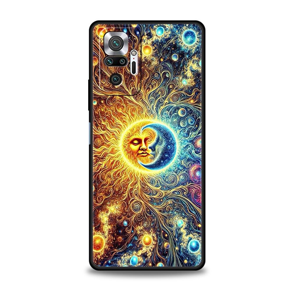Moon Sun Phone Case For Xiaomi Redmi Note 14 13 5G 10 11 12 Pro Plus 4G 14C 13C 12C 10C Black Cover