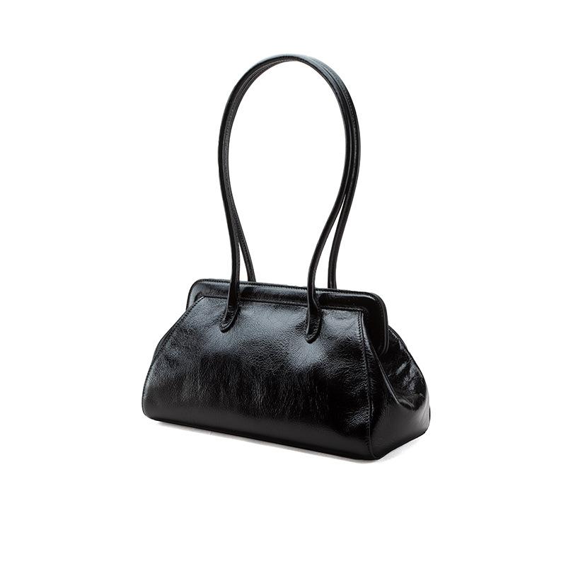 Cowhide Bag 2025 New Large-capacity Leather Women's Bag Fashionable First Layer Oil Wax Leather Underarm Bag