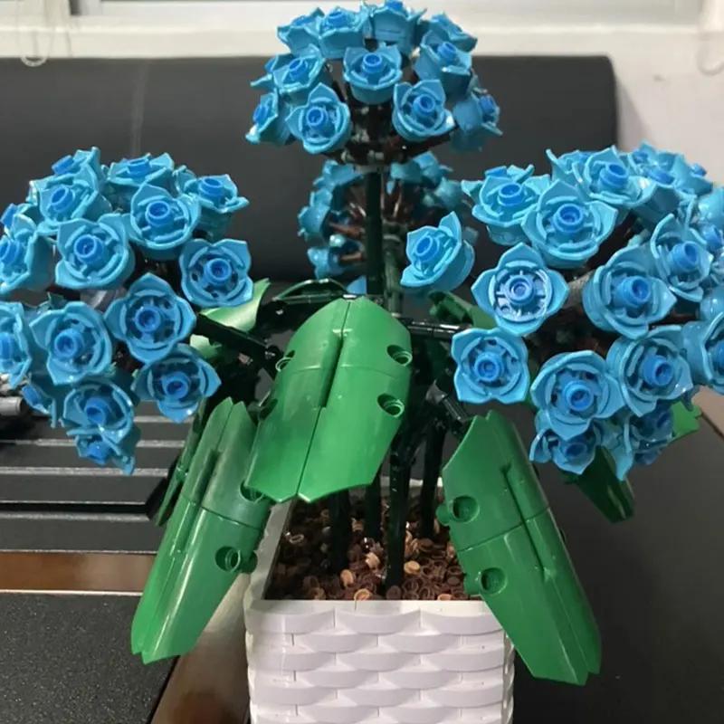 Stavební blok Huazhi Hydrangea Věčný květinový montážní hračka kreativní dárek