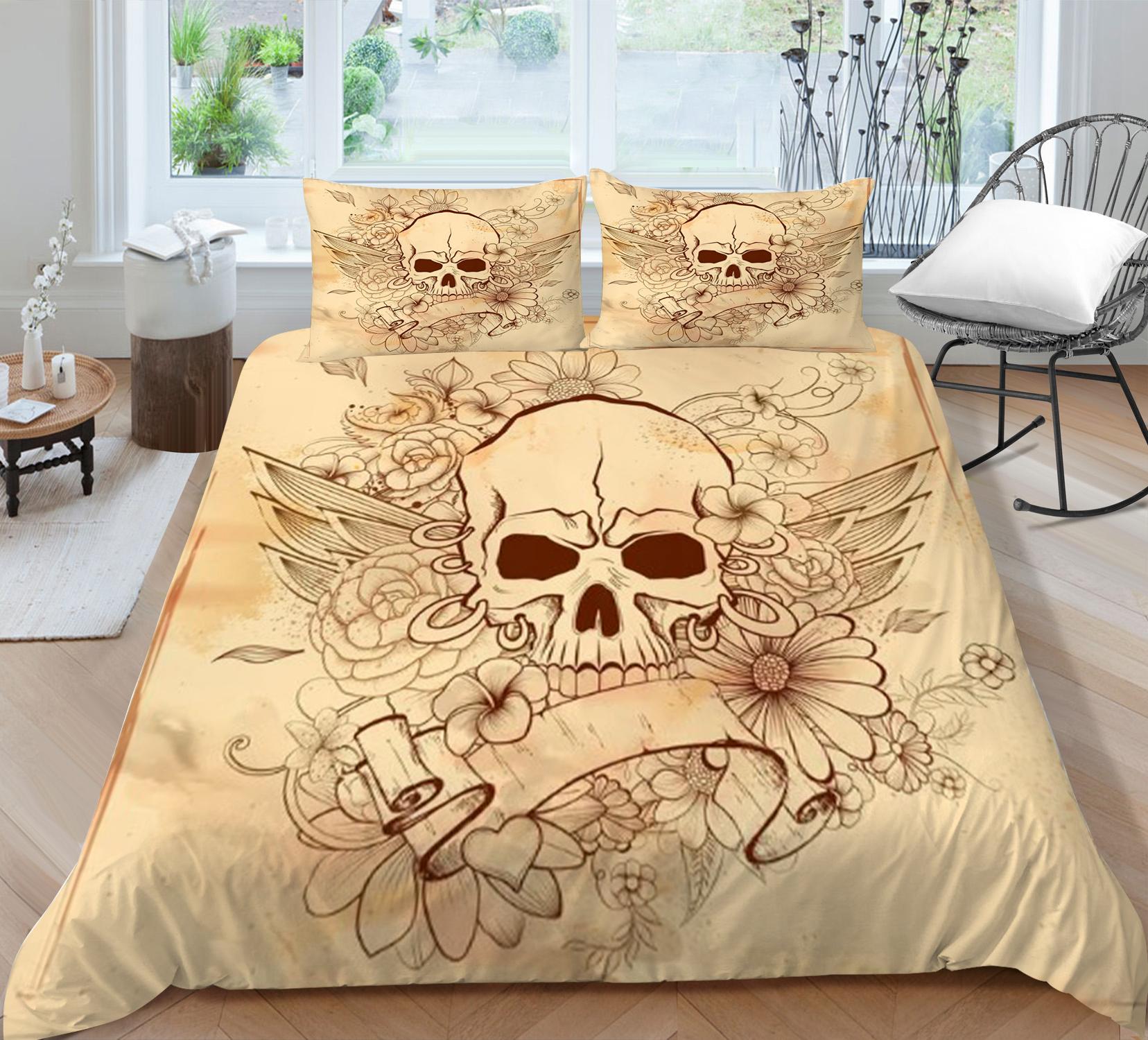 

Комплекты постельного белья с черепом, комплект пододеяльников с 3D принтом, роскошные домашние покрывала Queen King Size, очень пододеяльник для мальчиков и девочек-подростков UK Single 135x200cm