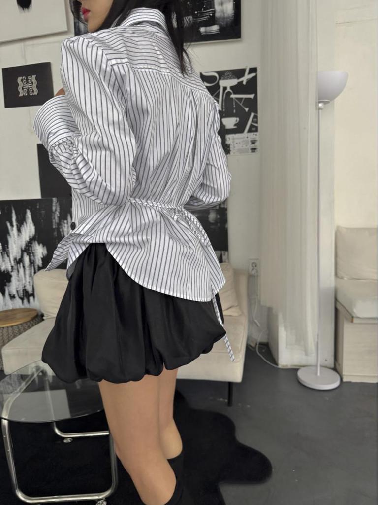 2026 Korean Style Pleated Lantern A-line Mini Skirt - High Waist Slimming Design for Early Spring
