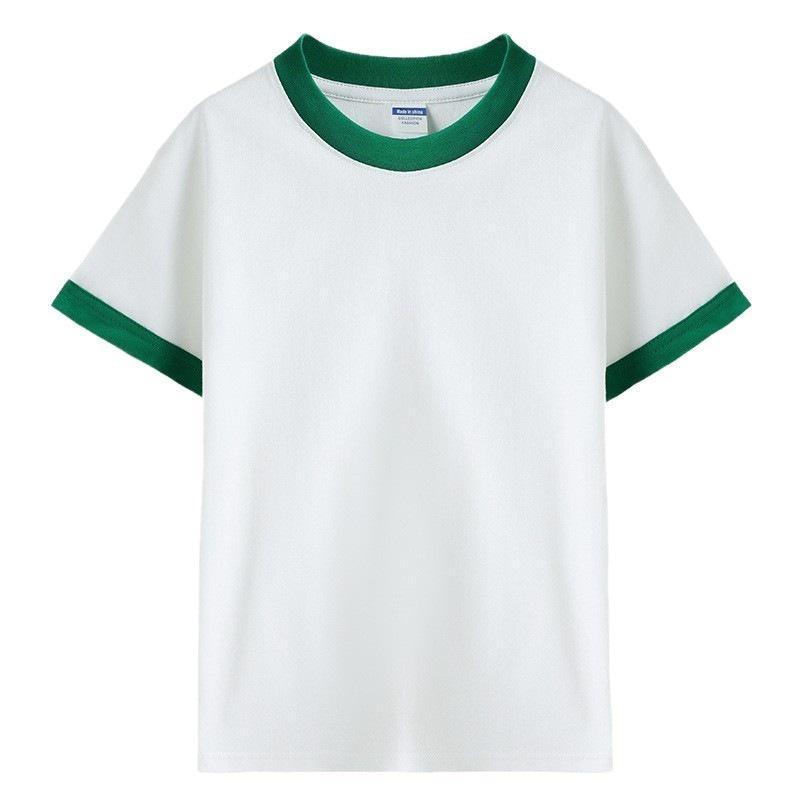 Children's Summer Color Block Short Sleeve T-shirt - Unisex Casual Fashion for Kindergarten Activities
