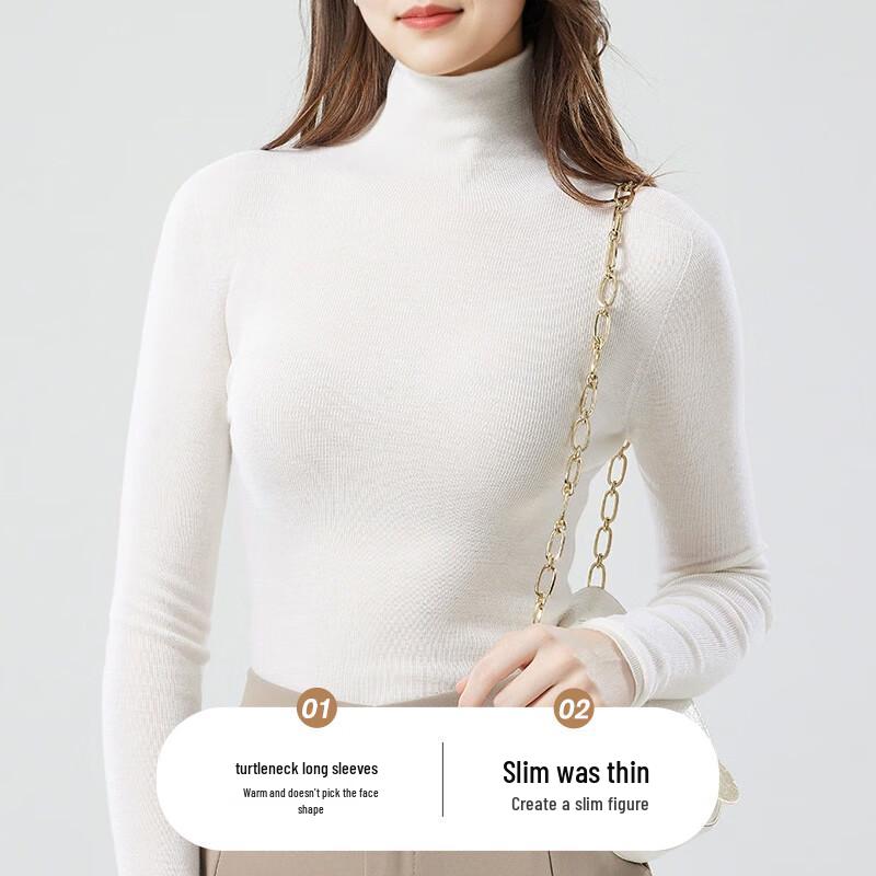 Women's 100% Wool Turtleneck Pullover Sweater