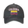 Unisex Adult Colombia Flag Colombian Fans Charcoal Washed Denim Baseball Cap Unisex Classic Vintage Cotton Dad Trucker Hat
