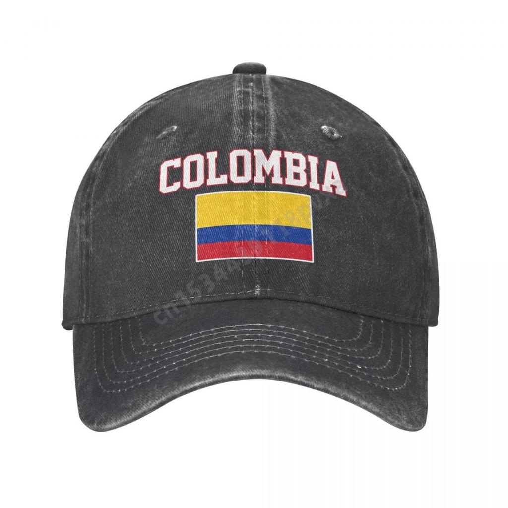 Unisex Adult Colombia Flag Colombian Fans Charcoal Washed Denim Baseball Cap Unisex Classic Vintage Cotton Dad Trucker Hat