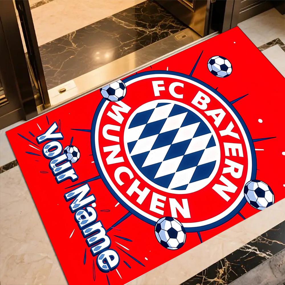 Bayern Munich Fan Gear Customize Your Name Floor Mat Suitable for Foyer Hallway Game Room Outdoor Antislip Carpet Anime Office Decor