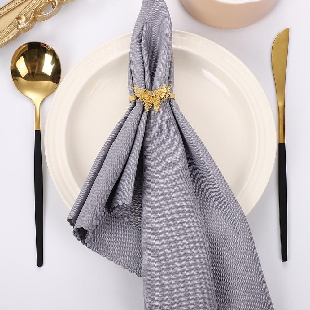 Metal napkin rings with hollow pearl flower design for elegant wedding For Party table decoration set of 6 pieces