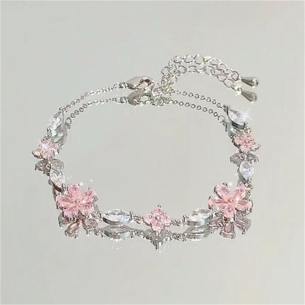 Elegant Crystal Flowers Bracelets For Women Girls Y2K Sweet Sparkling Zircon Floral Plant Chain Bracelet Luxury Wedding Jewelry
