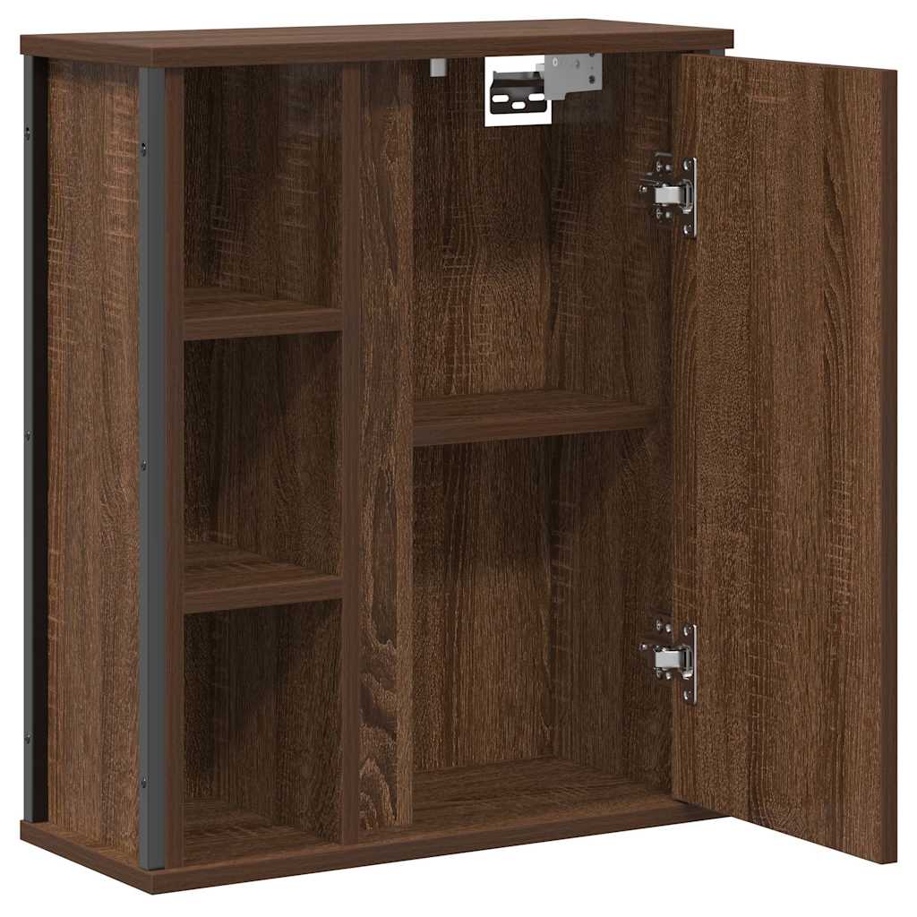 Bathroom Wall Cabinet with Mirror Brown Oak Effect 50 X 21 X 60 Cm