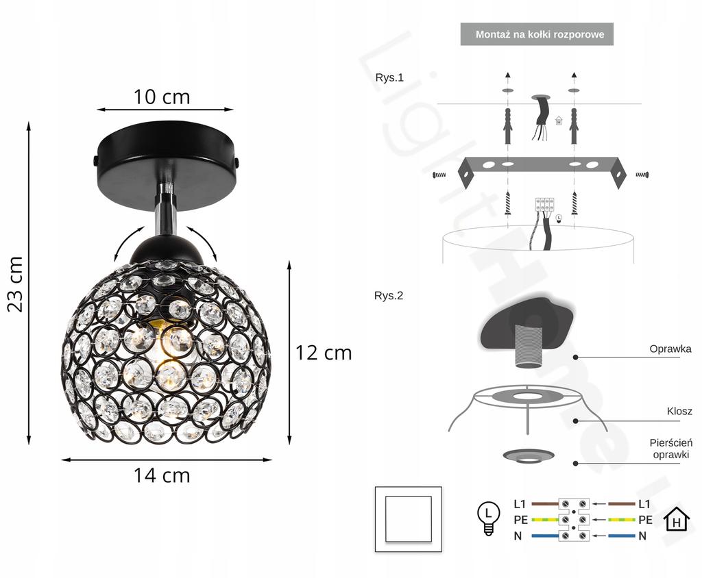 LOFT CEILING LAMP JOINT BALL CRYSTAL LED