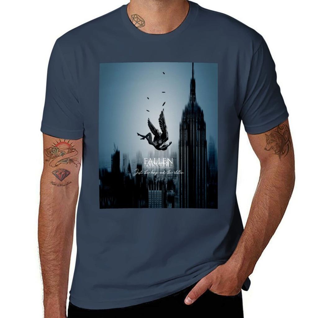 U2 Stay Fallen Angel Blue Tshirt Work Basic Short Sleeve Top Tshirt