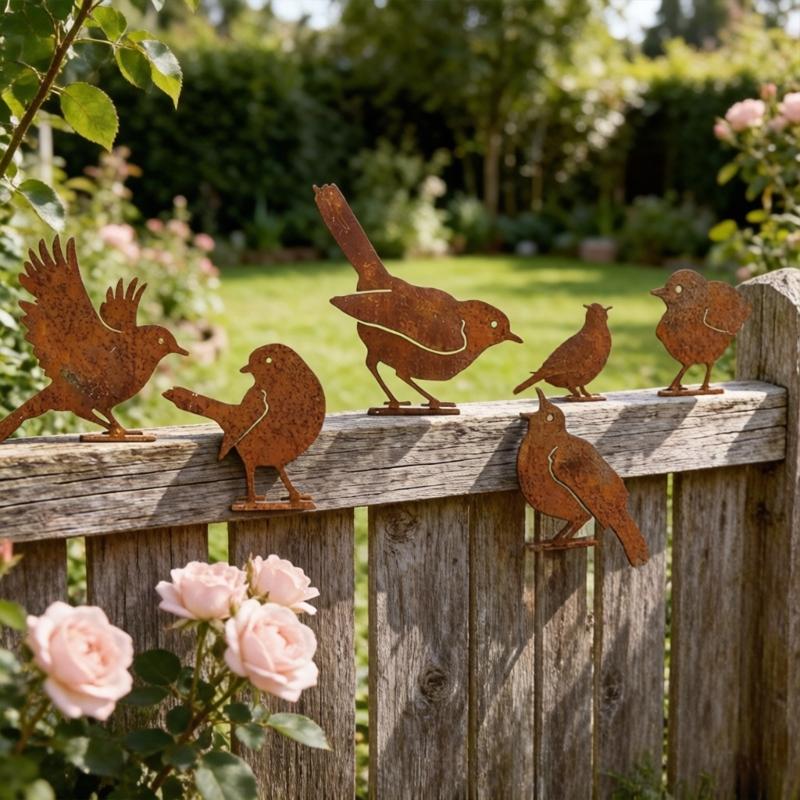 Pack Of 5 Iron Bird Garden Decorations With Weatherproof Design For Outdoor Use Decorative Backyard Ornament