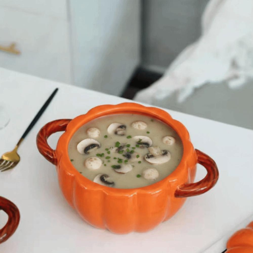 With Lid Halloween Pumpkin Bowl Ceramic Dessert Bowl Creative Pumpkin Casserole  Noodle