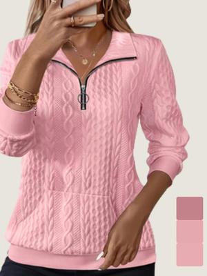 2025 Women's Autumn Winter Half-Zip Long Sleeve Solid Sweatshirt