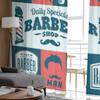 Set Of Vintage Barber Shop Graphics And Icons Chiffon Sheer Curtains for Living Room Bedroom Decor Window Voiles Tulle Curtain