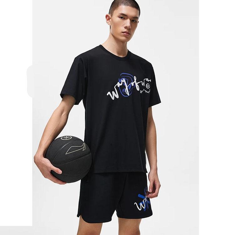 Li Ning Wade Kollektion T-Shirts Unisex Schwarzer Rundhalsausschnitt Mittlere gerade Passform AHST335-1