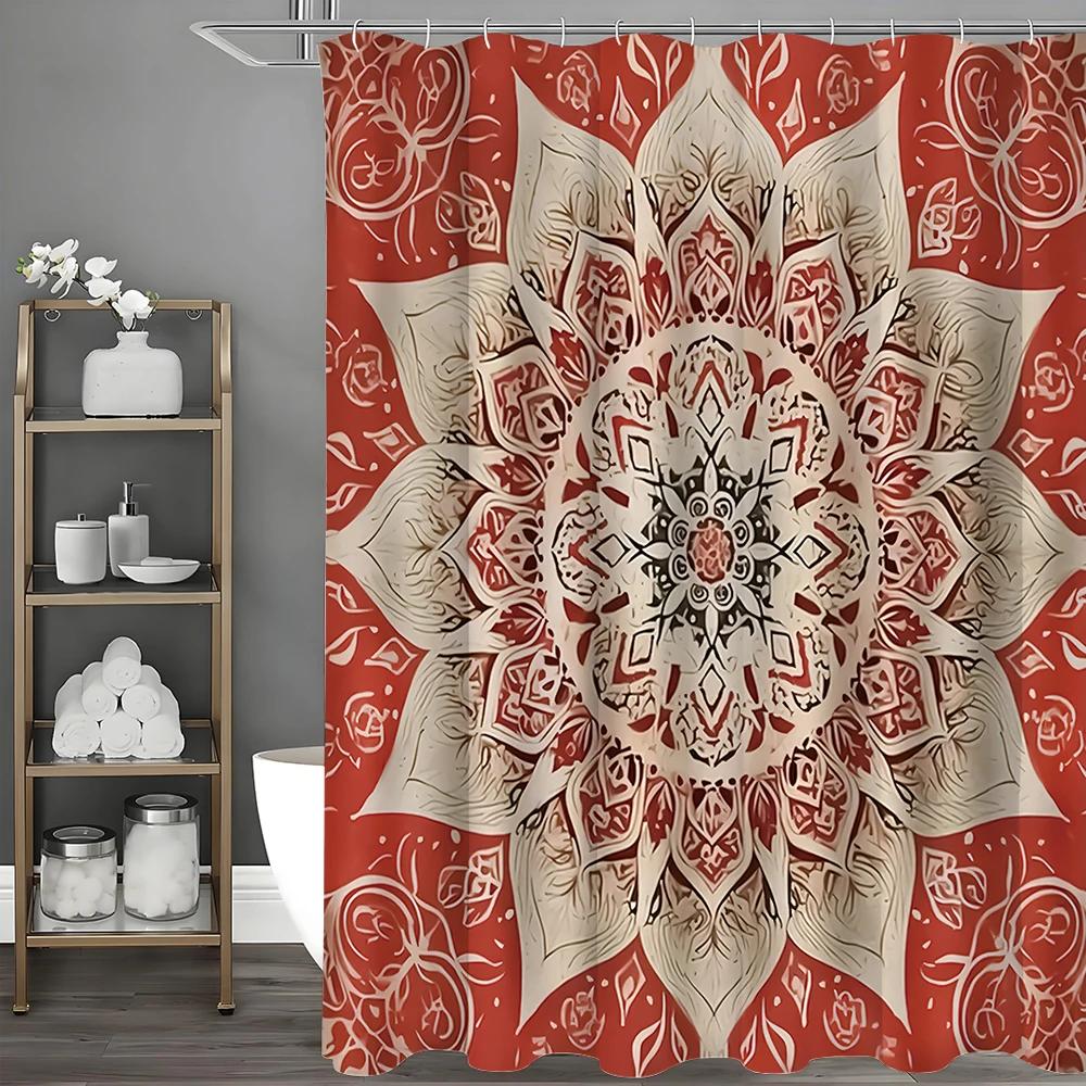 Kaleidoscope Pattern Shower Curtain, Bathroom Decorative Shower Curtain, Waterproof Shower Curtain with Hooks