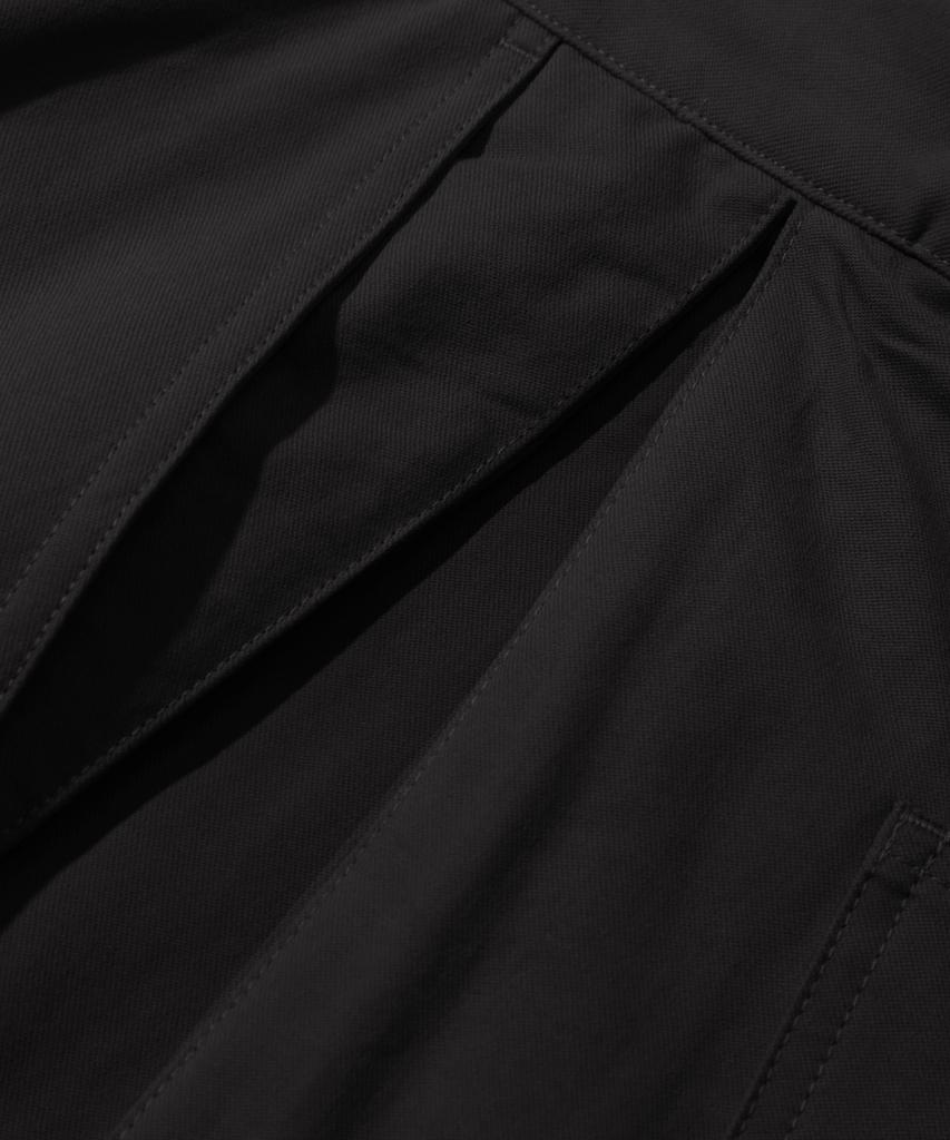 TRILLION Side Tuck Snap Button Wide Cotton Pants (Black)