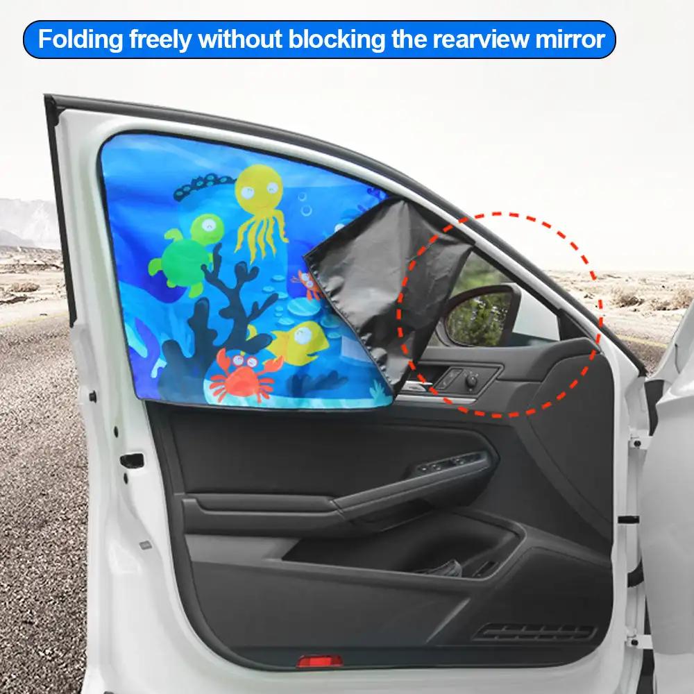 Cute Cartoon Magnetic Car Side Window Shades Mosquito Net Sun Cover Uv Protection Sun Block Mesh Car Curtain for Kids Baby