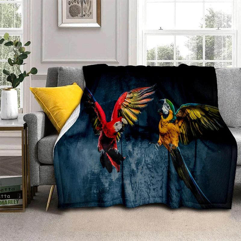 3D Colorful Macaws Parrot Birds Blanket,Soft Throw Blanket for Home Bedroom Bed Sofa Picnic Travel Office Rest Cover Blanket Kid