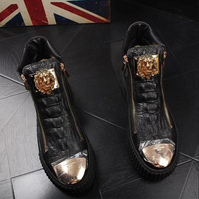 Brand designerWhite High-top Men's Thick-soled Sports Casual Shoes, Trendy Genuine Leather, Heightening Men's Shoes A4