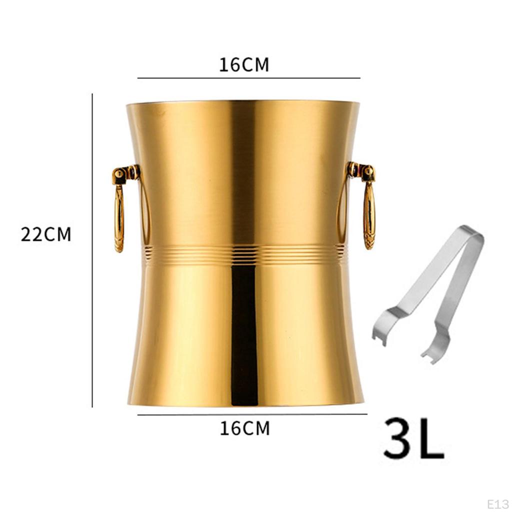 Edelstahl-Eiskübel, Bierkühler, Getränkekühleimer, isoliertes Metallgetränk