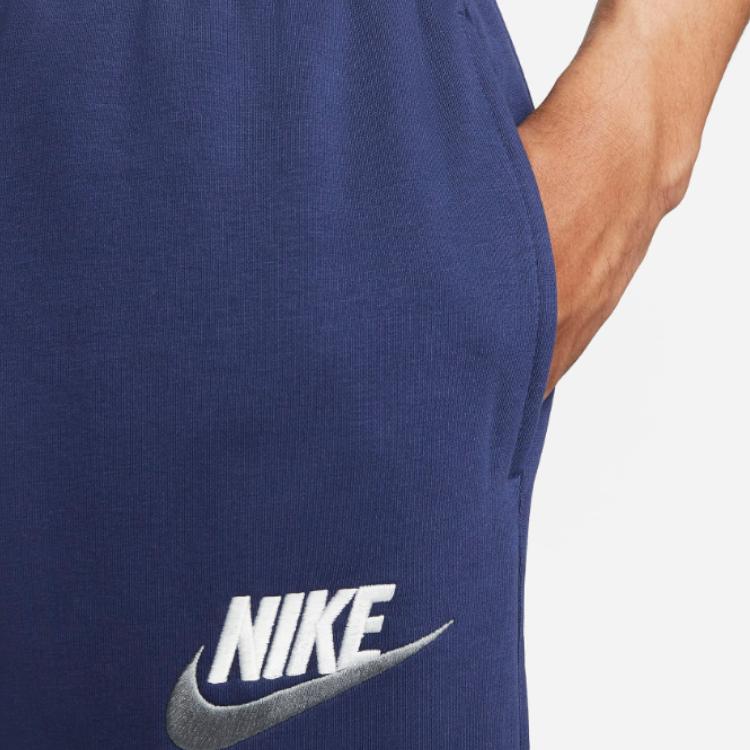 Nike Club Logo Embroidered Elastic Waistband Cuffed Sports Pants Men bottoms Navy-Blue FB7687-410