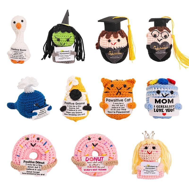 Bamboline Crochet Energia Positiva Mini Abbraccio Tascabile Per Regali di Laurea Patate Lavorate a Maglia Fatte a Mano Decorazioni per Scrivania