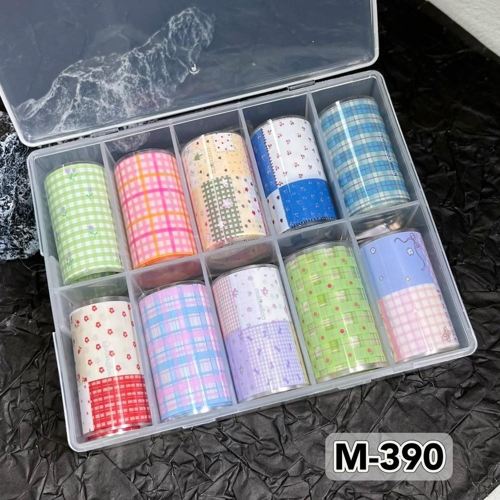 10 Rollen Karomuster Nail Art Aufkleber Rosa Gitter Maniküre Abziehbilder Nail Art Folie Nageldekoration