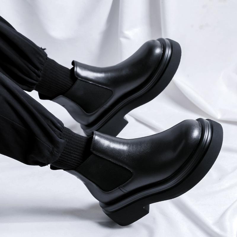 Smoke Boots Men's 2024 Autumn and Winter New Platform Martin Boots Chelsea Academy Short Boots 5016-R