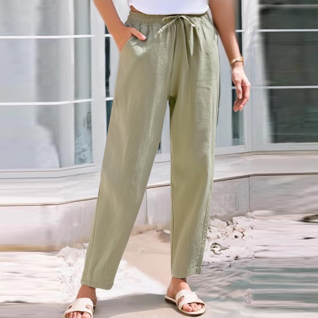 Women's Cropped Pants Stralght Pants With Pockets Lightweight Caual Loose  Trousers